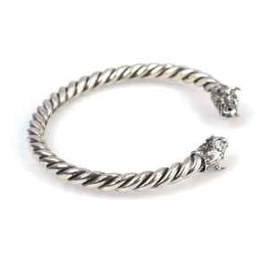 Unisex <b>Sterling</b> <b>Silver</b> Bull's Head Twist <b>Cuff</b> <b>Bracelet</b> Fashion 20.26g 5.8cm Diameter - Product Image 4