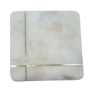 Handmade Square White <b>Marble</b> <b>Coasters</b> Natural Stone Drink Mats Heat Resistant Table Pads for Home Kitchen Dining Decor Set Decor - Product Image 2
