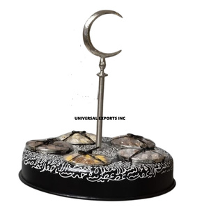 Bol à chocolat rond en métal noir de style calligraphie arabe, bol à bonbons de table, vente chaude, bol à chocolat de luxe - Product Image 1