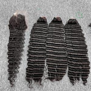 Tissage de cheveux vierges de haute qualité non traités 30 pouces os droit paquets de vagues d'eau densément emballés vendeurs de matières premières vietnamiennes - Product Image 1