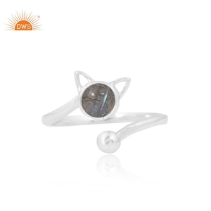 Dernière vente argent naturel Labradorite pierres précieuses bague chat fabrication de bijoux personnalisés pour les femmes cadeau pour elle - Product Image 2