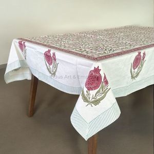 Indian Handmade Cotton Table Cloth Beautiful Hand Block Printed Cotton Table Cover for Wedding Table Cloth for Sale - Product Image 1