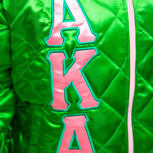 Chaquetas universitarias a prueba de viento AKA Sorority Fraternity personalizadas con colores y logotipos personalizados Chaqueta universitaria con cremallera para unisex - Product Image 3