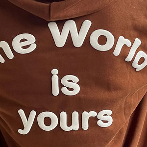 เสื้อฮู้ดผ้าฝ้าย100% โอเวอร์ไซส์สำหรับผู้ชายเสื้อมีฮู้ดพิมพ์ลายพัฟเสื้อผ้าแนวสตรีทสำหรับฤดูหนาวกำหนดโลโก้ได้เองสำหรับ2025 - Product Image 5