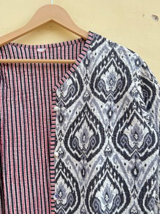 Boho <b>Long</b> Quilted Jacket Handmade Block Printed <b>Coat</b> Artistic <b>Winter</b> Wear Reversible Bohomain Jacket Vintage Cotton <b>Long</b> Jacket - Product Image 4