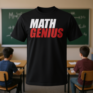 เสื้อยืด Math Genius สีดำ สำหรับผู้ใหญ่ คอกลม แขนสั้น เสื้อเชิ้ตโปรโมชั่น - Product Image 3