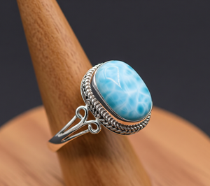 Bague de mode vintage en argent 925 personnalisée, haute qualité, dernier design, cristal Larimar, plaqué or rose rhodié, certifiée pour mariage - Product Image 4