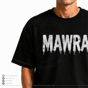 เสื้อยืดโอเวอร์ไซส์สีดำสำหรับผู้ชาย แบรนด์ Mawra แขนสั้น ผ้าฝ้ายเจอร์ซีย์ 100% พิมพ์ลายหยดน้ำด้านหน้า ดีไซน์สตรีทแวร์ คอกลม แห้งเร็ว - Product Image 3