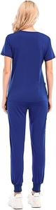 Camicia da donna con scollo a V <span class=keywords><strong>blu</strong></span> di alta qualità e Set di pantaloni con coulisse uniforme estiva da ospedale realizzata in Spandex - Product Image 2