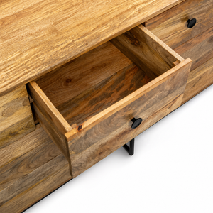Commode Bella en bois de manguier massif, résistante à l'eau, meuble de rangement moderne pour salon, taille et couleur personnalisables, garantie 3 ans - Product Image 4