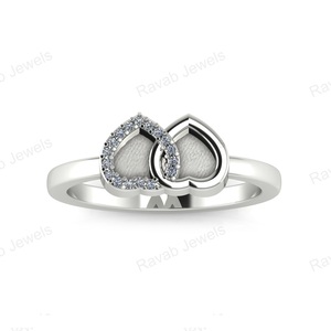 Wholesale Custom 5mm Gold Plated Double Heart Ring India-Made <b>Keepsake</b> Jewellery Perfect Valentine Gift Breastmilk Silver - Product Image 4