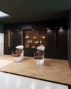 Cama de Champú de Diseño Moderno y Duradero para Salón, Lavabo de Cerámica, Marco de Madera, Equipo de Peluquería Portátil Ecológico para Gimnasio, Hotel y Uso en Restaurantes - Product Image 1