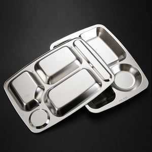 Plateau repas scolaire en acier inoxydable 304, assiette à dîner compartimentée 4-7 compartiments, plateau <span class=keywords><strong>de</strong></span> service alimentaire - Product Image 6