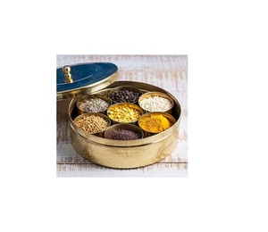 High quality brass copper <b>spice</b> <b>masala</b> <b>dabba</b> handmade design brass metal <b>spice</b> <b>masala</b> <b>box</b> wholesale price supplier from India - Product Image 1