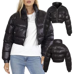 Manteaux courts à logo personnalisé pour femmes manteaux avec ficelle blousons bombardier d'hiver épais et chauds personnalisés - Product Image 1