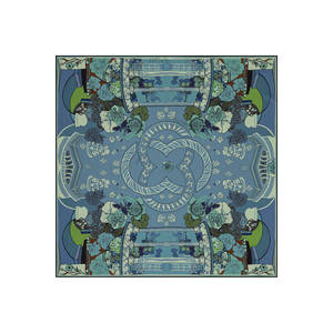 Blue Silk Twill Digital Print <b>Square</b> <b>Scarf</b> - Product Image 1