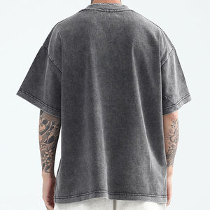 Vente en gros de vêtements pour hommes vintage, style chinois, 100% coton tricoté, coupe ample oversize, délavé à l'acide, épais, de haute qualité, imprimé, à épaules tombantes - Product Image 5