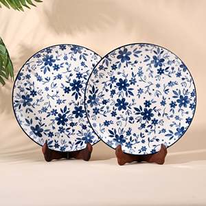 Juego de Platos de Porcelana Clásica Bluebell, 2 Platos Pintados a Mano de 10.8 Pulgadas, 750g, Diseño de Plantas Personalizable para Fiestas - Product Image 4