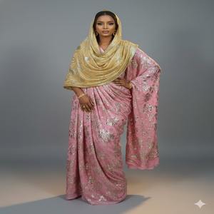 2026 Superventas Lujoso Somalian Fransawi Dirac de Chifón Jacquard Tejido con Efecto Slub, Estampado y con Cuentas, Diseño Floral, para Vestidos de Novia de Niñas - Product Image 1