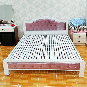 Modern Iron Box Spring <b>Bed</b> <b>Frame</b> Durable Antique Design White 1m4x2m for Home Bedroom Apartment Villa Versatile Sofa <b>Bed</b> Option - Product Image 1