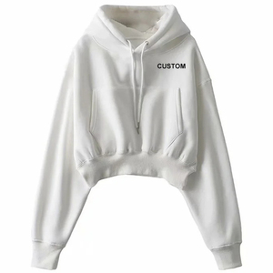 Top court sur mesure abordable pour femmes Sweat à capuche athlétique de qualité supérieure Mode urbaine Sweat à capuche simple pour femmes 100% coton - Product Image 6