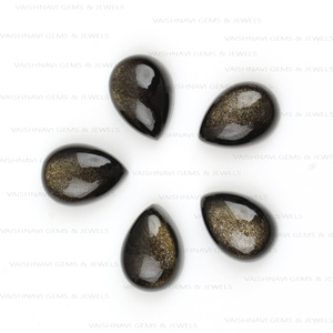 หินอัญมณีออบซิเดียนแบบปรับเทียบทรงลูกแพร์ขนาด10X14มม. ทำจากทองธรรมชาติ - Product Image 5