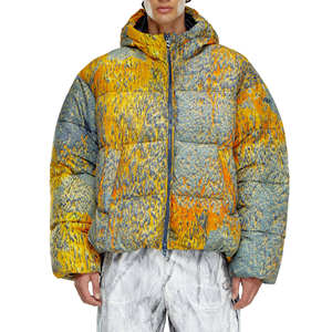 แจ็กเก็ตขนปลาปักเป้ามีฮู้ดสำหรับผู้ชายสีทึบสำหรับใช้กลางแจ้งฤดูหนาวทำตามสั่ง - Product Image 4