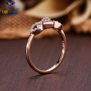 Lab-Stone Party Wear Anillo de diamantes 0.168 TDW Diamante de corte redondo 18kt Oro Rosa Color DE LA EF-VS - Product Image 5