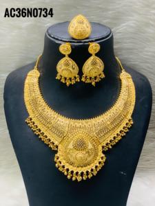 Gargantilla de Moda Chapada en Oro de 22K/24K de Un Gramo con Diseño de Flores, Unisex - Product Image 2