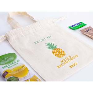 Pineapple Logo Printed Custom Name Bachelorette Party Hand Bags 6 X 8 inch Organic Cotton Hangover Multi Functional <b>Kit</b> Pouch - Product Image 4