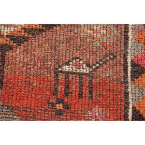 Tapis vintage 3,1 x 10,6 pieds, tapis turc Herki, tapis en laine à bordure rouge - Product Image 5