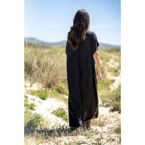 Women <b>Black</b> Embroidered Kaftan <b>Maxi</b> <b>Dress</b> Handmade Boho Beach Wear Caftan Loose Fit Ethnic <b>Long</b> <b>Dress</b> For Summer - Product Image 1