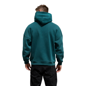 เสื้อฮู้ดดี้โอเวอร์ไซส์สีเขียวป่าสำหรับผู้ชาย ผ้าคอตตอน 50% โพลีเอสเตอร์ 50% ทรงหลวมแบบดรอปโชว์เดอร์ สไตล์สตรีทแวร์ ใส่สบาย เหมาะสำหรับฤดูหนาว - Product Image 3