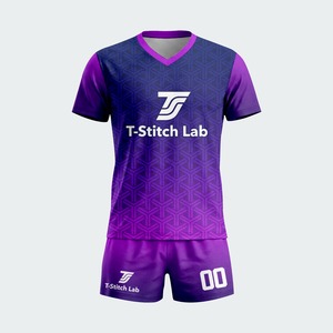 Nuova Elegante Divisa da Calcio 100% Poliestere ad Asciugatura Rapida, Manica Corta, Nome Squadra Personalizzato, Stampa a Trasferimento Termico, Collo a V, per Squadre Professionali - Product Image 1