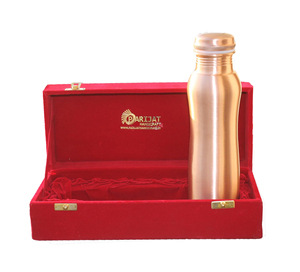 Bouteille d'eau sans joint en cuivre pur navire en cuivre étanche fait à la main pour cadeau de voyage emballé boîte en velours de couleur rouge - Product Image 3