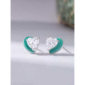 Boucles d'oreilles mode coeur vert pour femme - Product Image 1