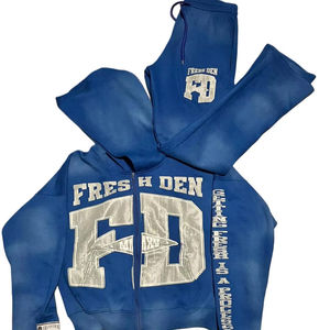 Survêtement zippé surdimensionné pour homme OEM personnalisé de haute qualité 100% 65% coton 35% polyester (polaire) 280 à 300 GSM - Product Image 1