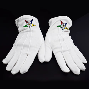 ถุงมือผ้าฝ้ายฟรีเมสันปักลายอิฐถุงมือสีขาว - Product Image 1