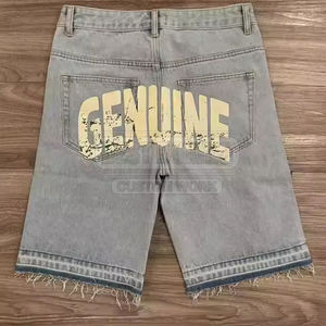 กางเกงขาสั้นลำลองสำหรับผู้ชายกางเกงขาสั้นประดับพลอยเทียมสีโลโก้แบบกำหนดเอง - Product Image 2