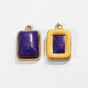 จี้พลอย Lapis ทรงสี่เหลี่ยมผืนผ้าเสน่ห์-เครื่องประดับจี้เงิน925 - Product Image 1