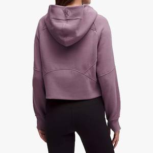 Custom Plain Dyed New High <b>Zip</b> <b>Up</b> <b>Hoodie</b> for Women Vintage Look Oversized Polyester Cotton Casual Winter - Product Image 3