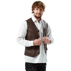 Chaleco de Cuero de Diseño Nuevo y Moderno, Chaleco de Cuero de Alta Calidad para Exteriores, Chaleco de Invierno para Motocicleta, Estilo Personalizado para Hombre - Product Image 5