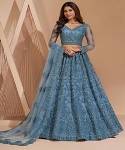 Precio al por mayor de moda de rayón algodón bordado secuencia de trabajo Lehenga Choli Dupatta indio pakistaní étnico prendas de vestir fiestas ropa - Product Image 5