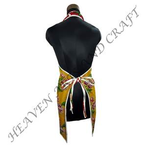 Delantal de Sari de algodón reciclado hecho a mano Kantha Vintage Floral, delantal de cocina, delantal para mujer, regalo de inauguración de la casa de Jaipur, India - Product Image 5