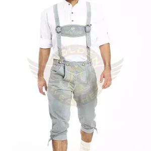 Custom Mens Bavarian Ledhosen Light Gray Oktoberfest Lederhosen Bavarian Shorts Custom Design Latest German Bavarian Pants Men