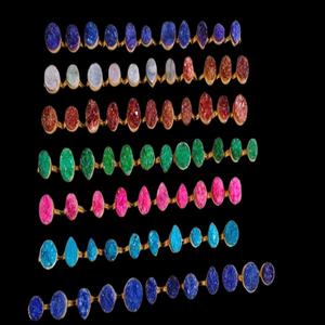 Anillos de cuarzo Druzy natural al por mayor artesanías de piedra semipreciosa de moda para hombres y mujeres anillo de cristal de latón forma Natural - Product Image 4