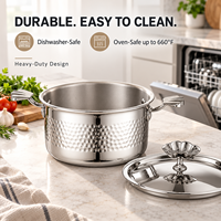 WOXIANG Marmite en acier inoxydable triple épaisseur 16 cm, répartition uniforme de la chaleur, ustensile de cuisson durable pour Shabu Shabu et soupes