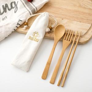 High Quality Bamboo Cutlery Set Eco-Friendly and Reusable Flatware with Laser Logo Safe for Health for Home Use and Presents - Product Image 2