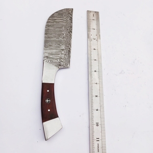 Cuchillo de Chef de acero de Damasco hecho a mano personalizado, cuchillo de cocina, cuchillo de carnicero, mango de madera con Funda de cuero - Product Image 6