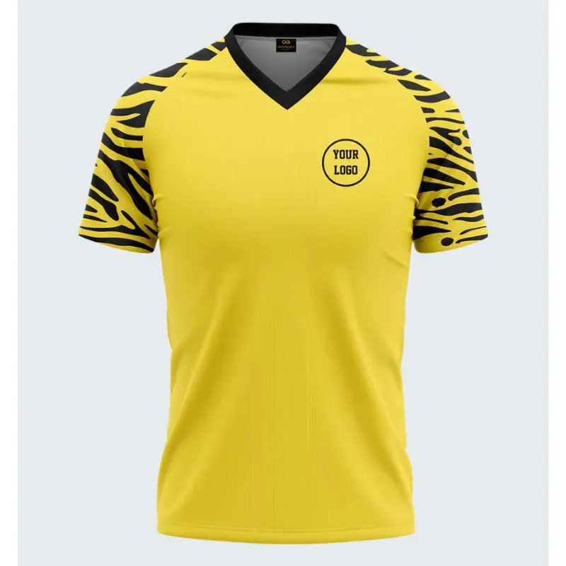 100% Poliéster Tigre amarillo Diseño Personalizable Hockey Jersey Collar Opciones Colores ilimitados Fabricante al por mayor